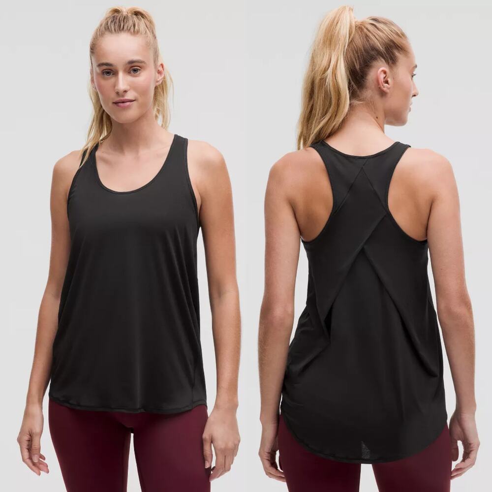 Lululemon Essential Tank Pleated Jersey Size Large Black Toga Running Gym